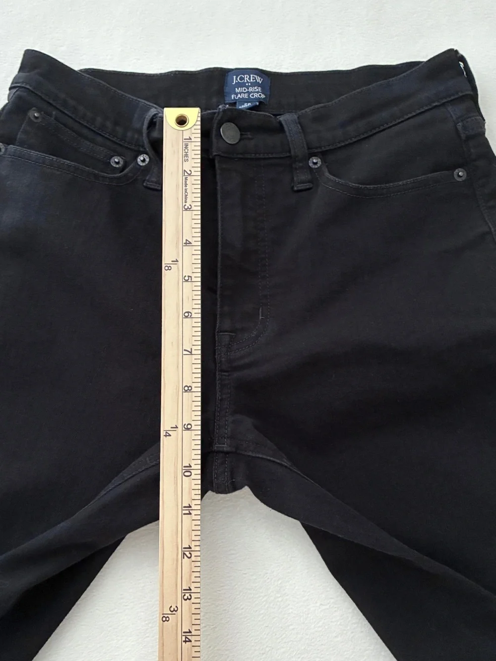 J.Crew Mid-Rise Flare Crop Jeans Womens 28 Black Stretch Denim Cropped Preppy